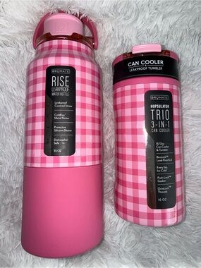 BrüMate pink gingham 35 oz Rise & trio